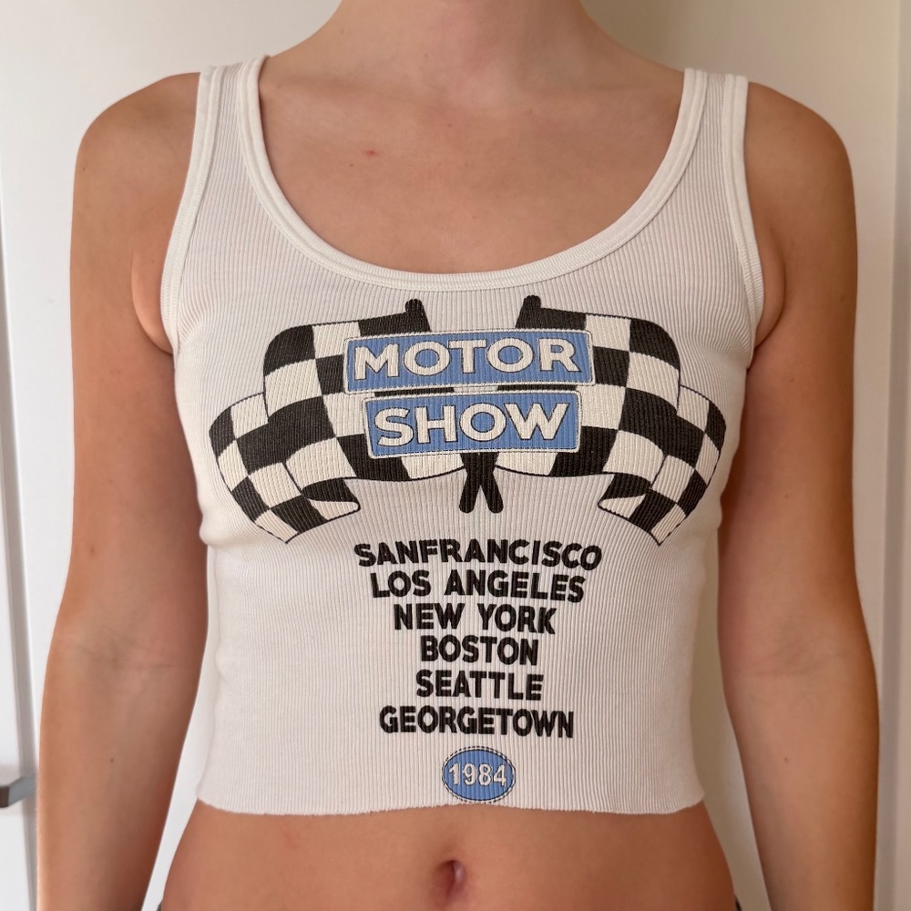 Brandy Melville Motor Show Graphic Cropped Tank